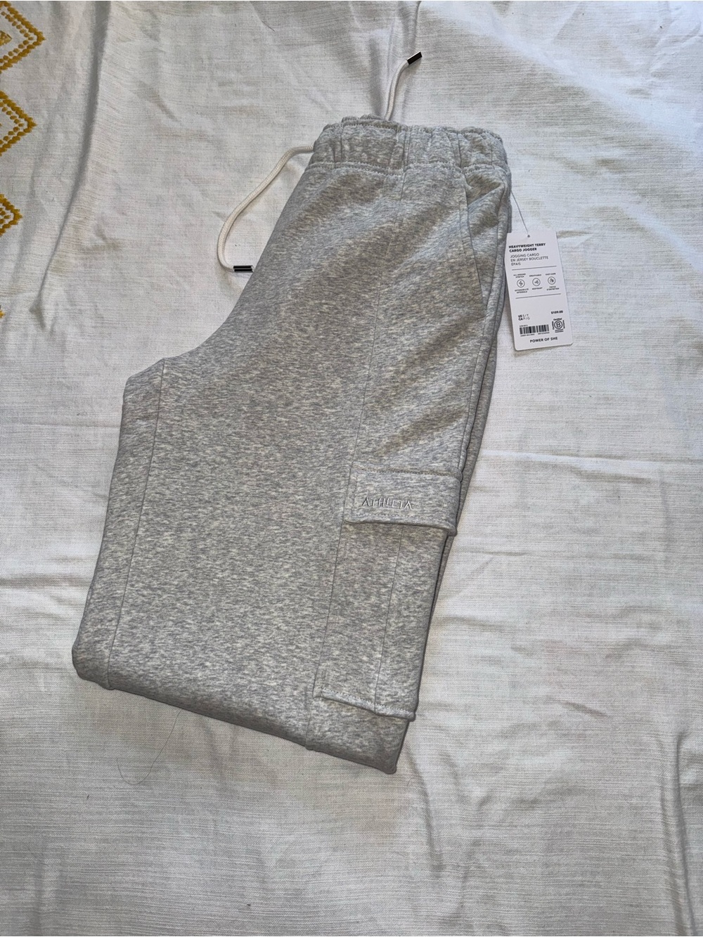 NWT Athleta Heather Gray Heavyweight Terry Cargo Pocket Jogger